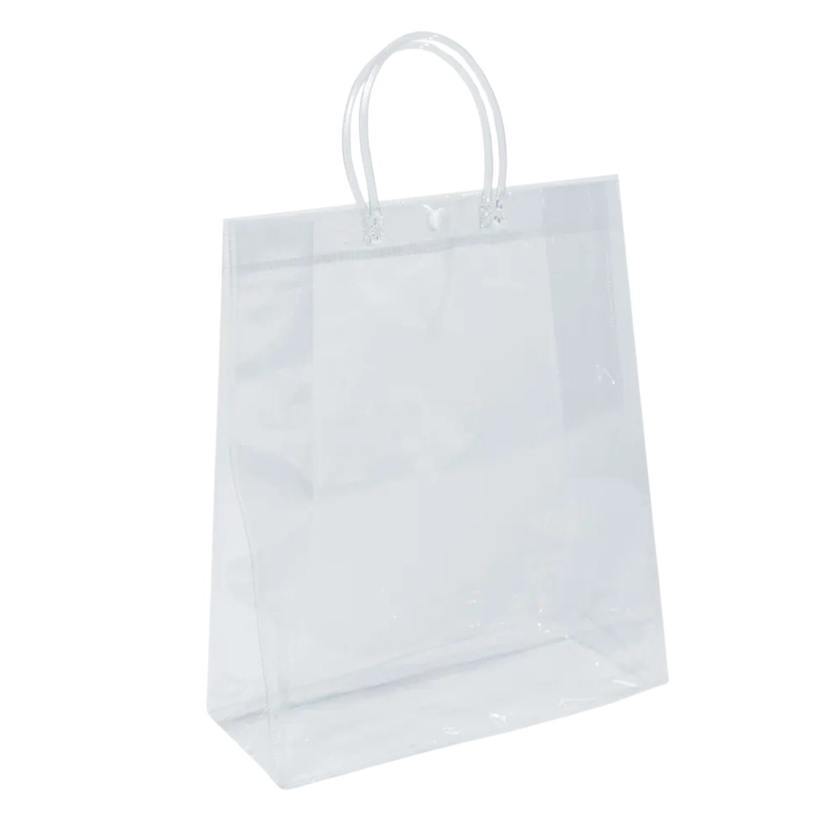 SAC PVC C BOTAO TRANSP E BCO 28X20X10