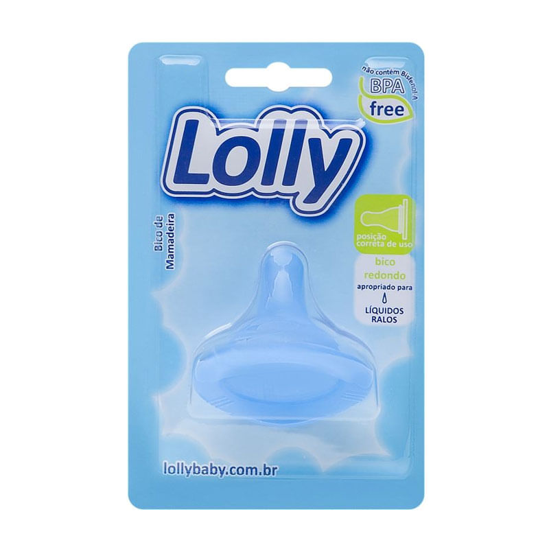 Bico Para Mamadeira Redondo Big Azul Lolly Blister