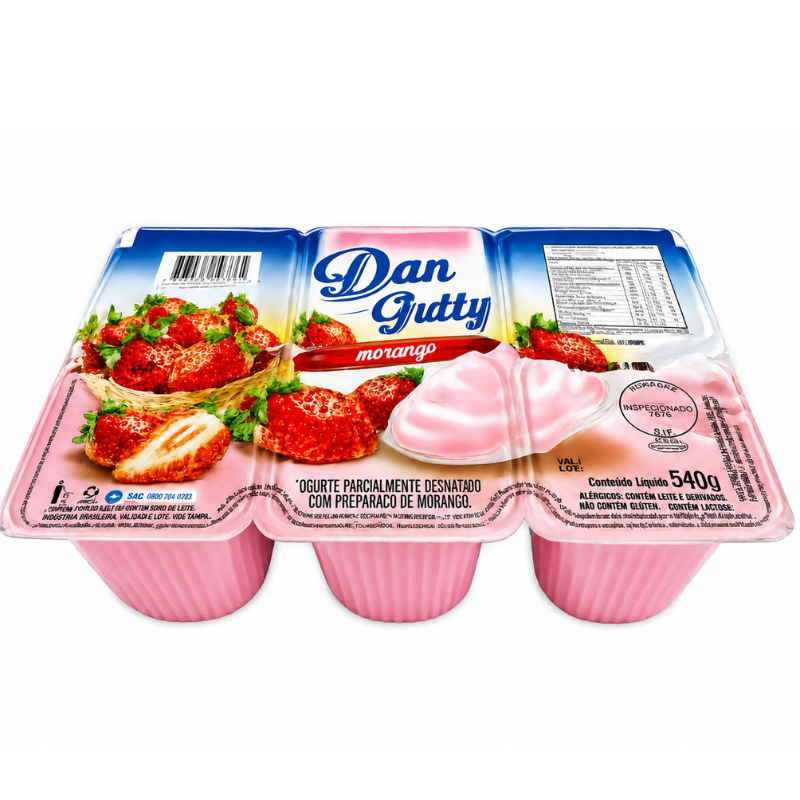 Iorgute Dan Gutty 540g Morango Bandeja