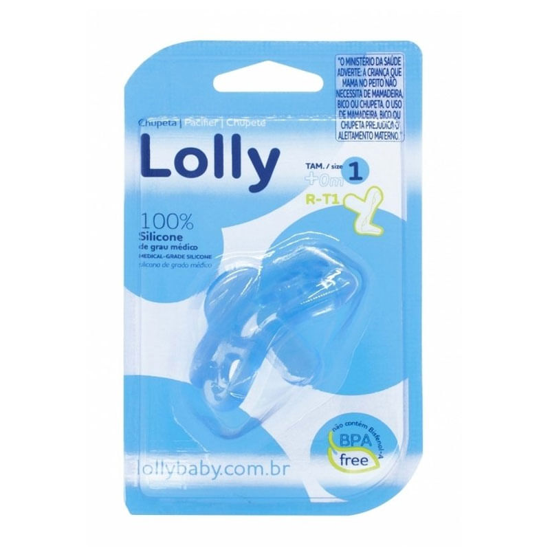 Chupeta de Silicone Redonda Lolly t1 Azul Blister