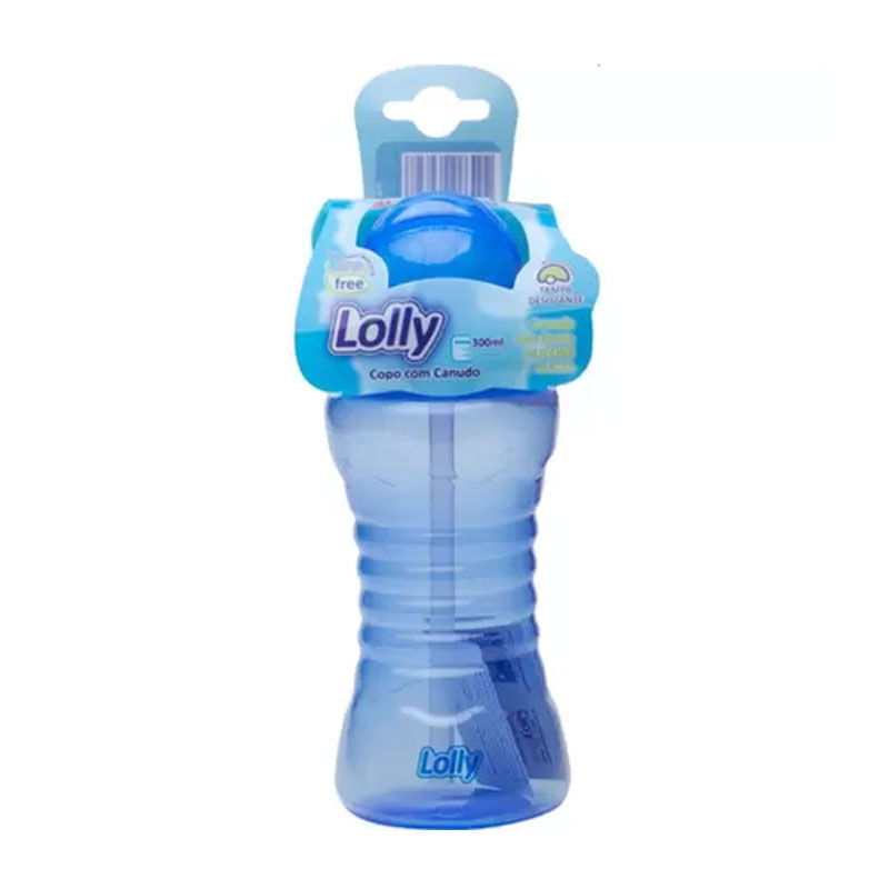 Copo Lolly Clean com Canudo Azul 300ml