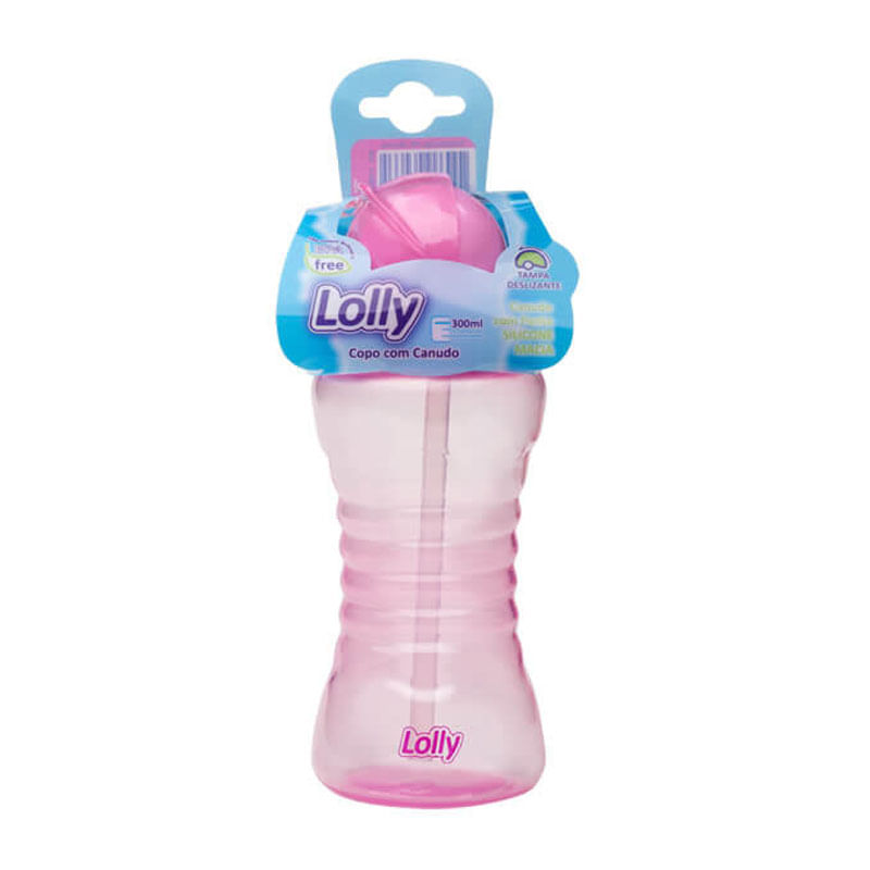 Copo Lolly Clean com Canudo Rosa 300ml