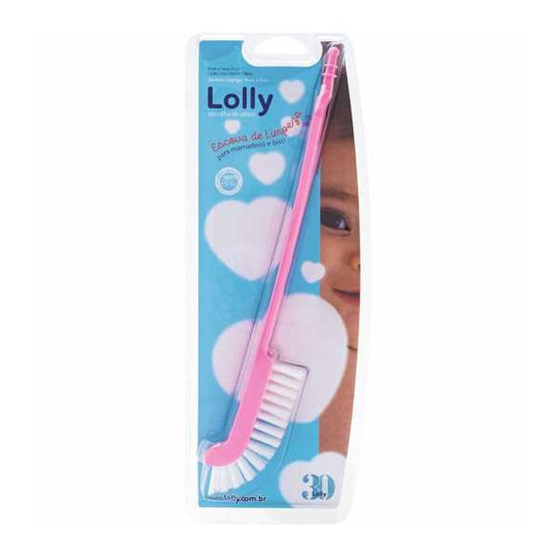 Escova Para Lavar Mamadeira e Bico Lolly Rosa
