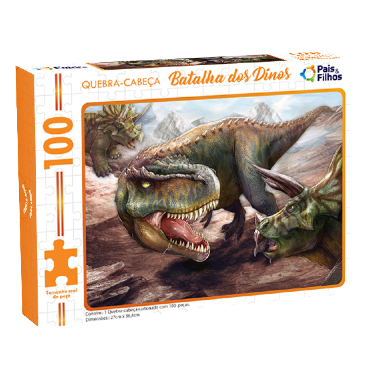 Quebra-Cabeça Batalha Dos Dinossauros - 100 Peças