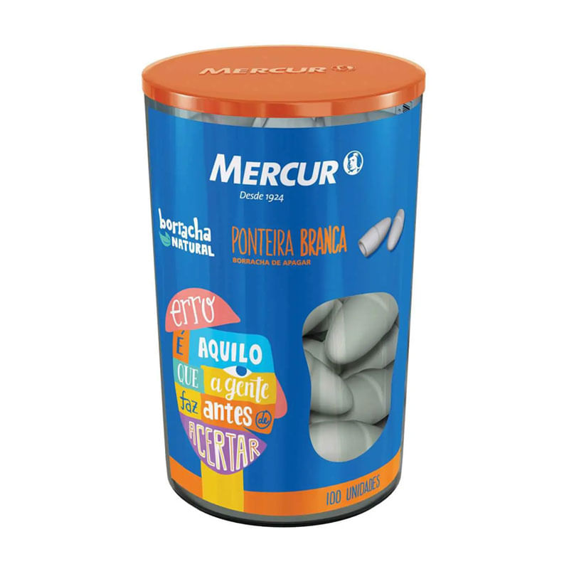 Borracha Ponteira Branca Mercur Pote com 100un