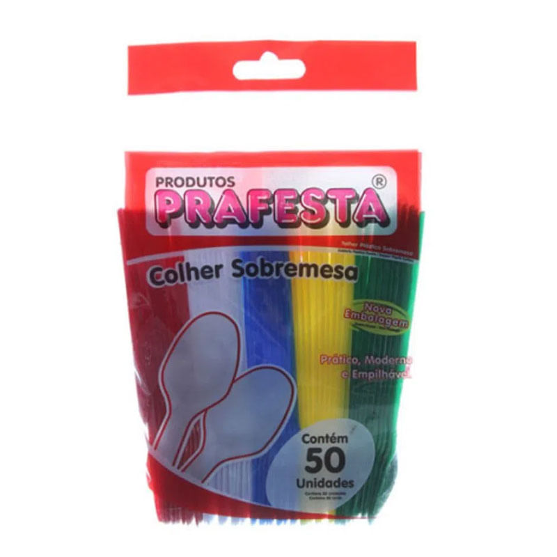 Colher Para Sobremesa Descartável Pequena Colorida Prafesta