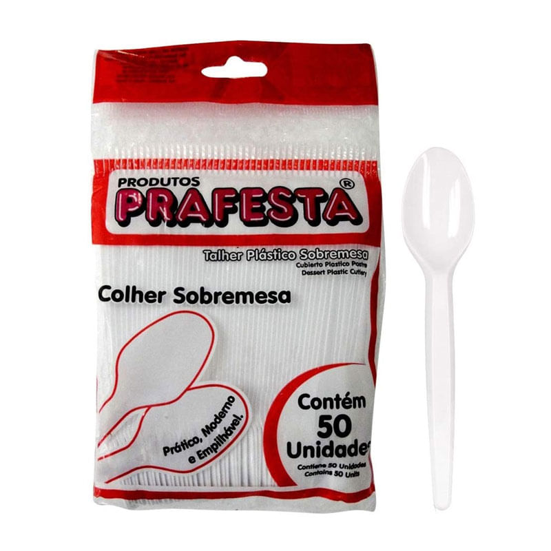 Colher Para Sobremesa Descartável Pequena Cristal Prafesta
