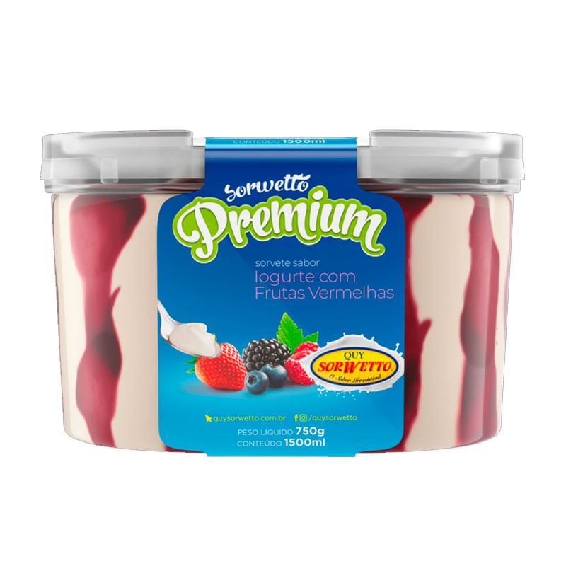 Sorvete Sorwetto Pote Frutas Vermelha com Iogurte 1,5l