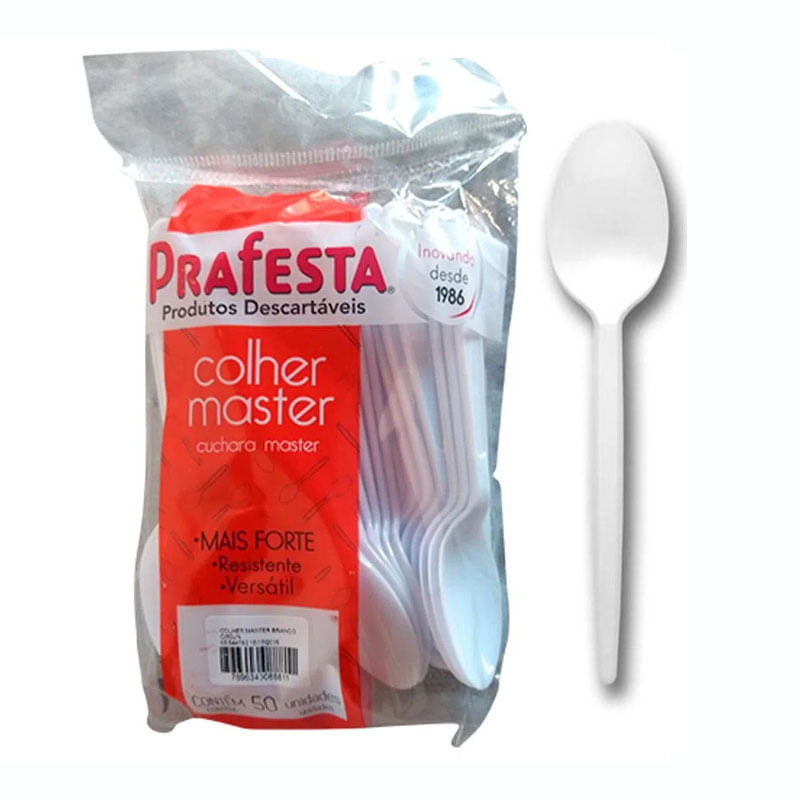 Colher Descartável Master Branca Prafesta