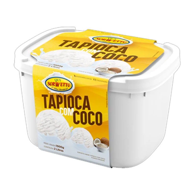 Sorvete Sorwetto Pote Tapioca com Coco 2l