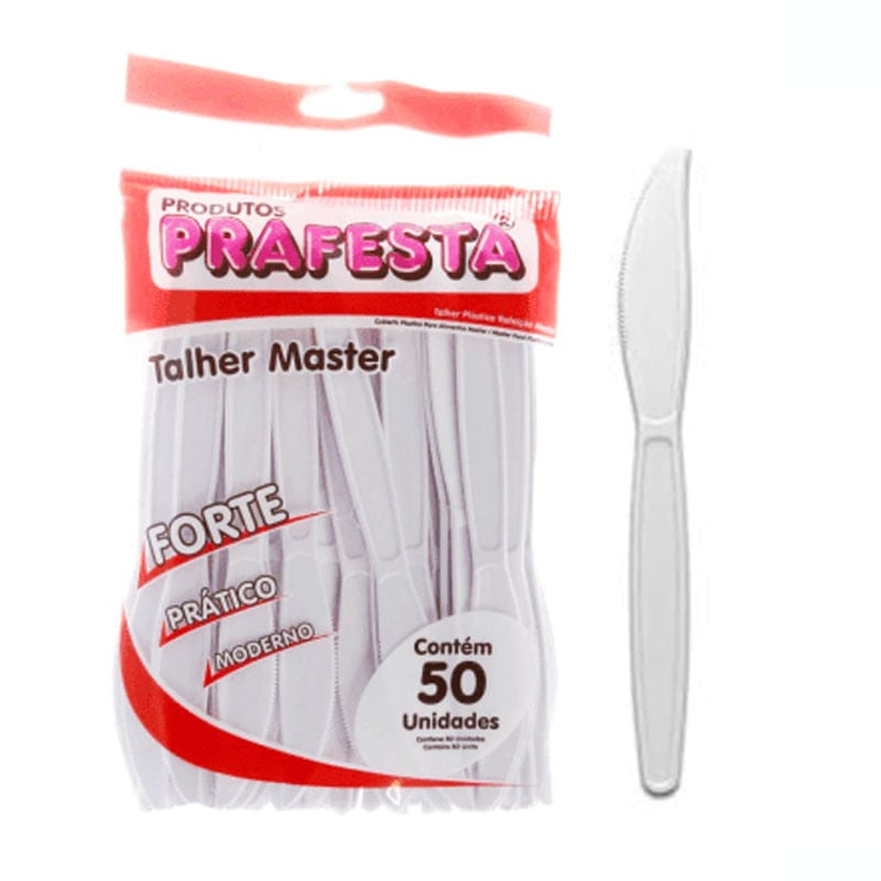 Faca Descartável Master Branca Prafesta