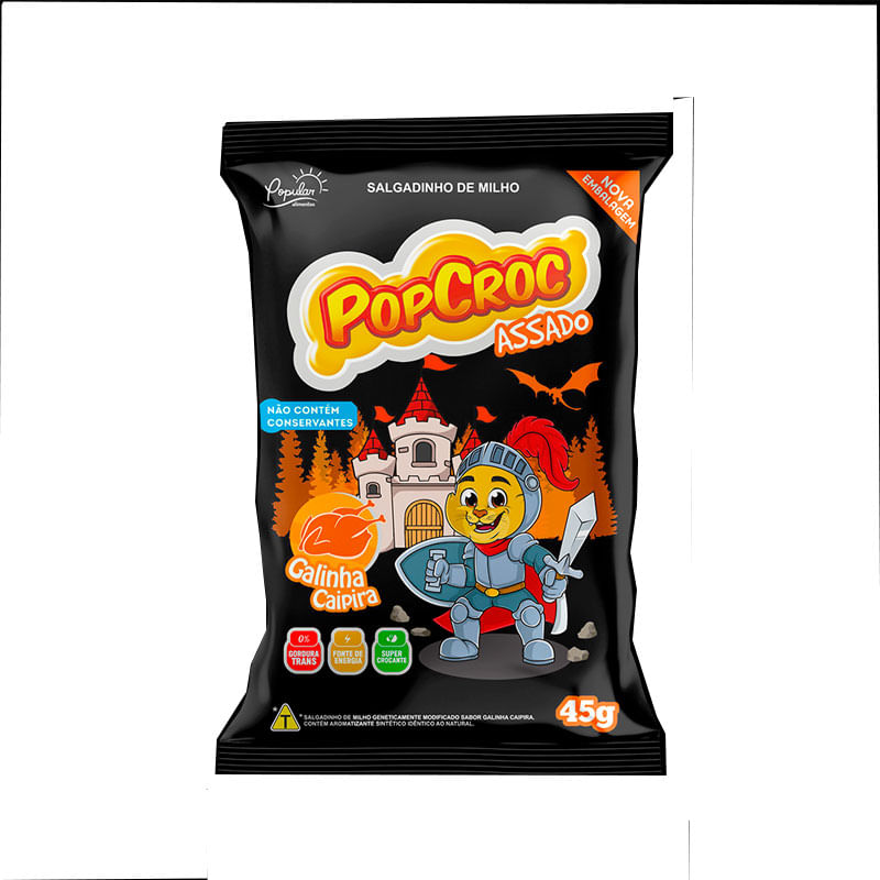 Salgadinho Popcroc Met Galinha Caipira 45g