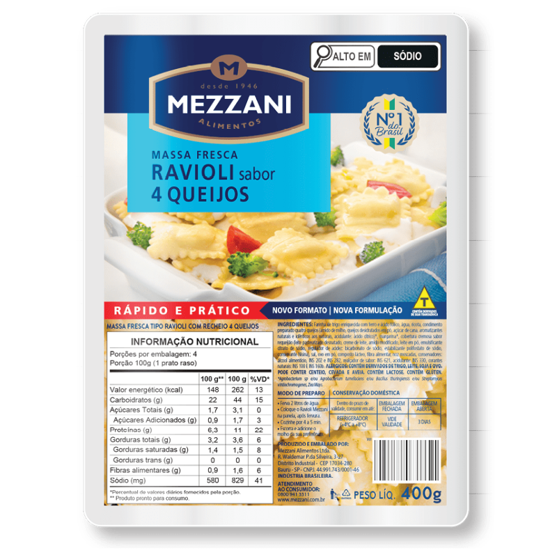Ravioli Mezzani 4 Queijos 400g
