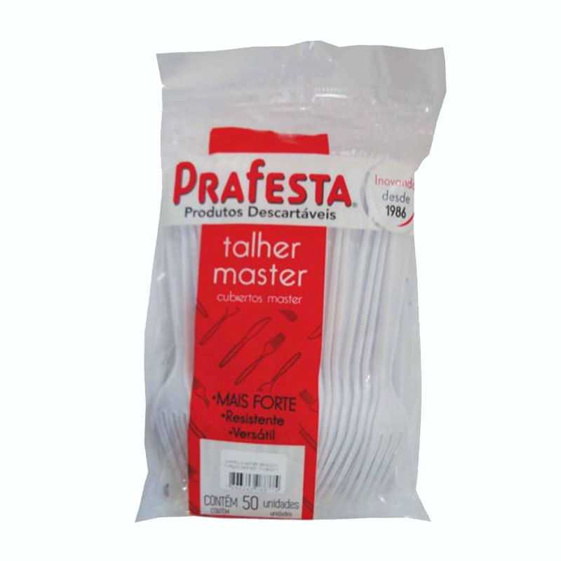 Garfo Descartável Master Branco Prafesta