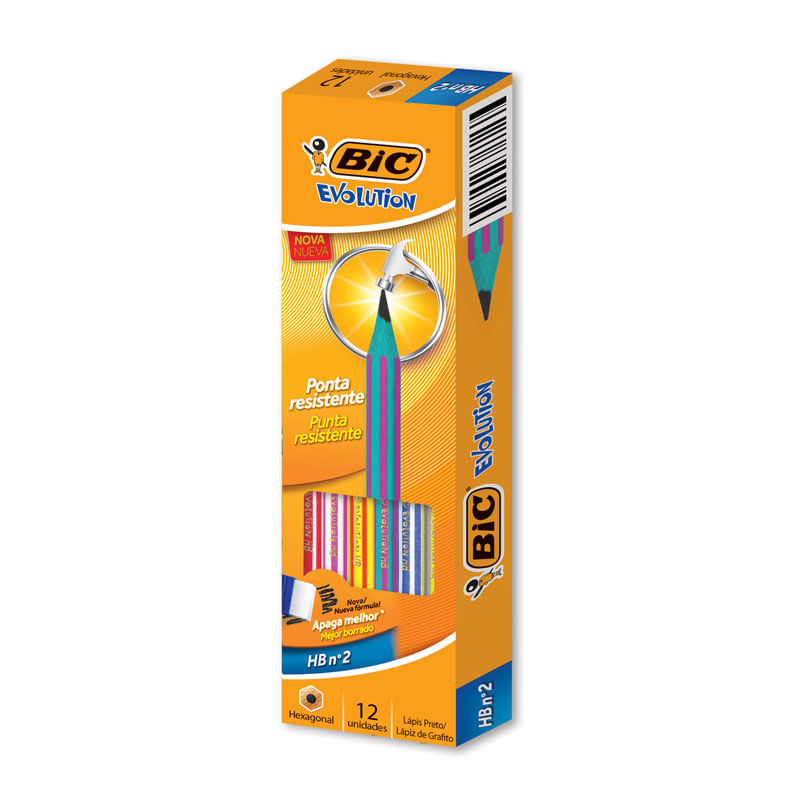 Lápis Preto Sem Borracha N2 Cores Evolution Bic 12 Unidades