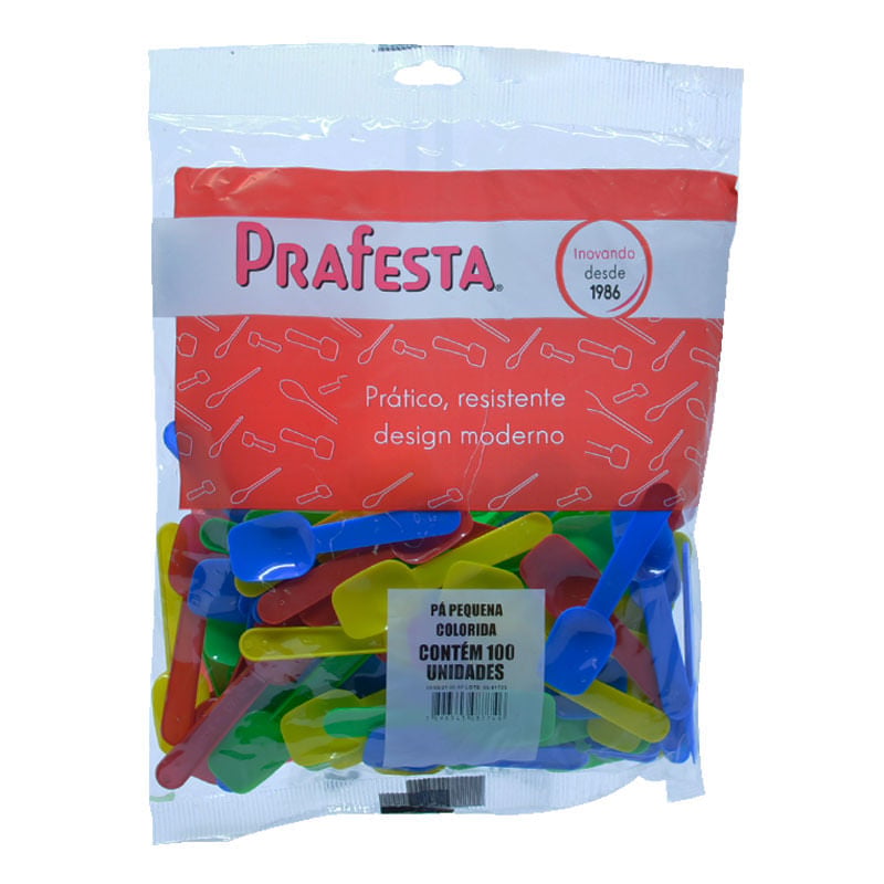 Pá Descartável Para Sorvete Pequena Colorida com 100un Prafesta
