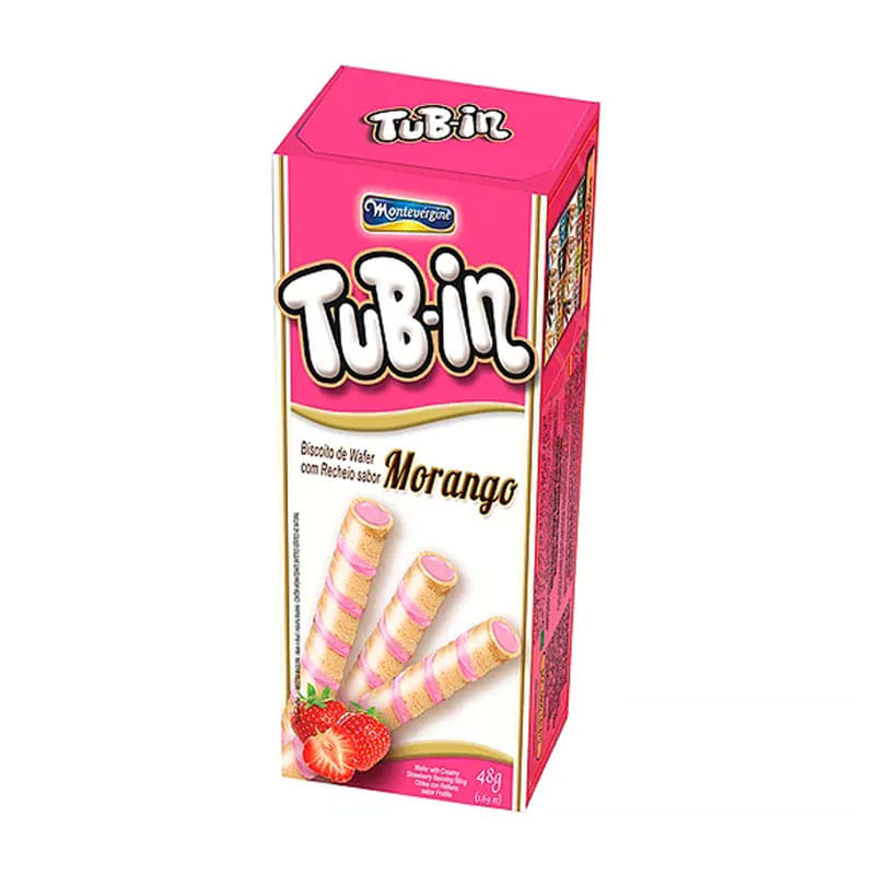 Biscoito Tub-in Waffer com Recheio 48g Morango