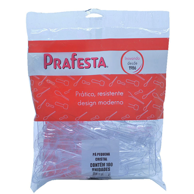 Pá Descartável Para Sorvete Pequena Cristal com 100un Prafesta