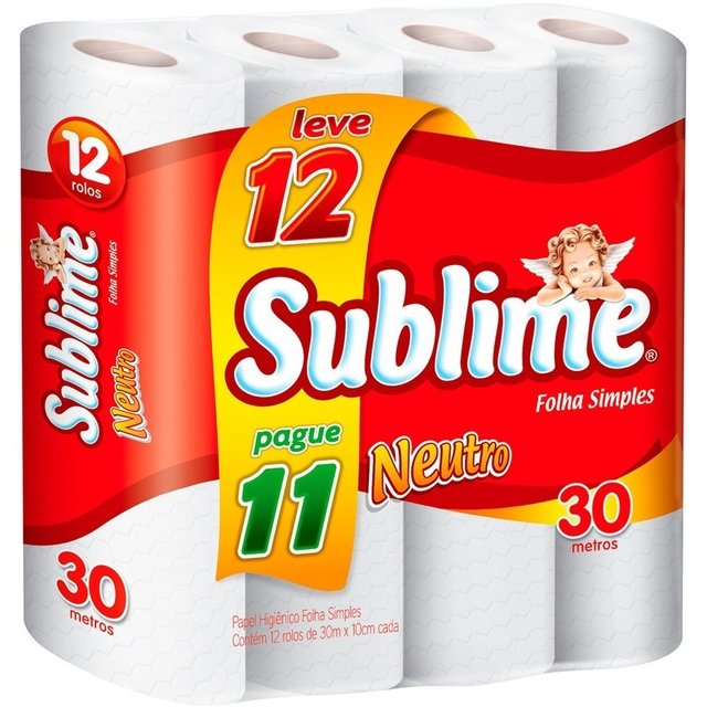 Papel Higiênico Sublime Folha Simples 30m Neutro Leve 12 Pague 11