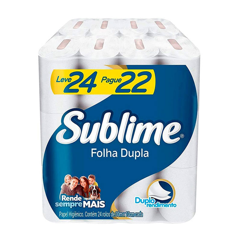 Papel Higiênico Sublime Softy Folha Dupla 30m Leve 24 Pague 22
