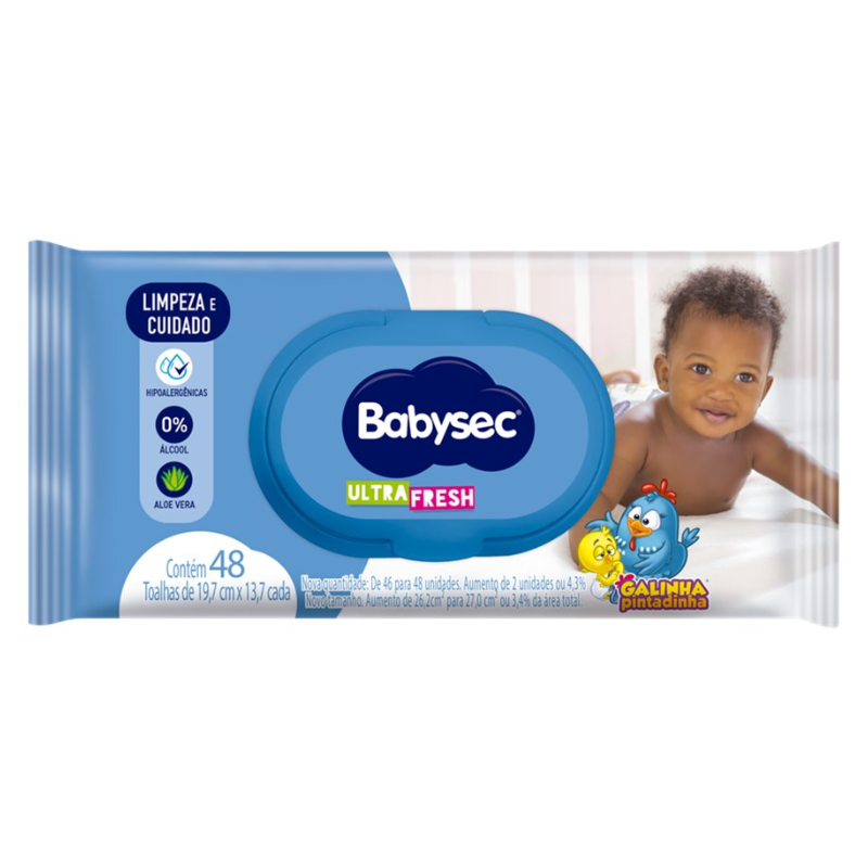 Toalhas Umedecidas Babysec Ultrasec Fresh 48 Unidades