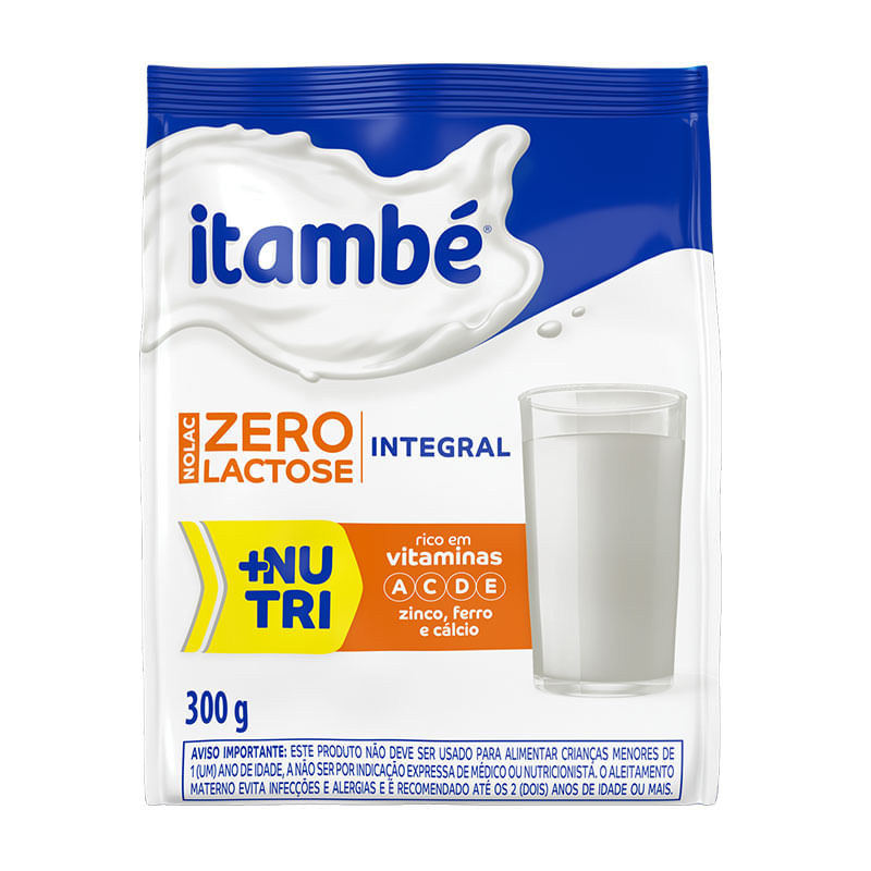 Leite em Pó Itambé 300g Nolac Pouch Zero Lactose
