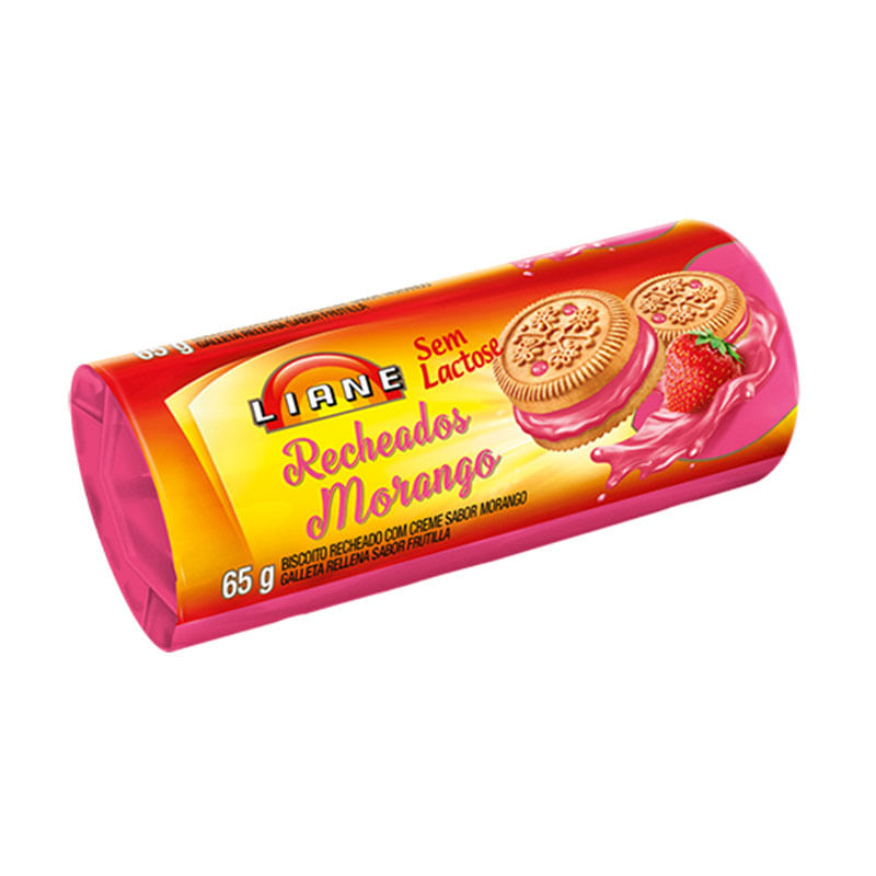 Biscoito Recheado Liane 65g Morango 