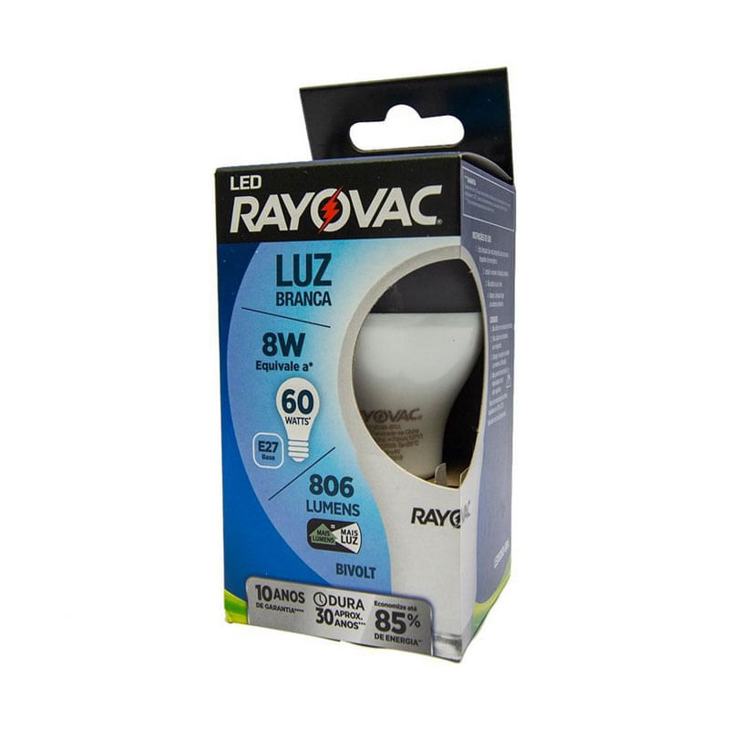 Lâmpada Rayovac 8w Led Bivolt A55 Branca SM40