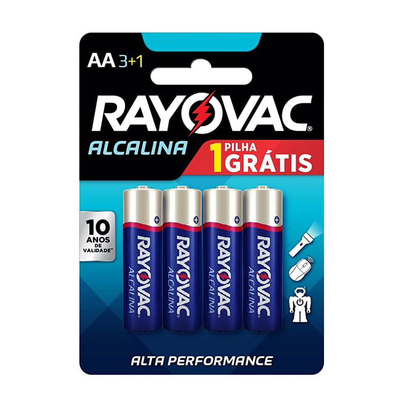 Pilha Rayovac Alcalina AA4 Leve4 Pague3