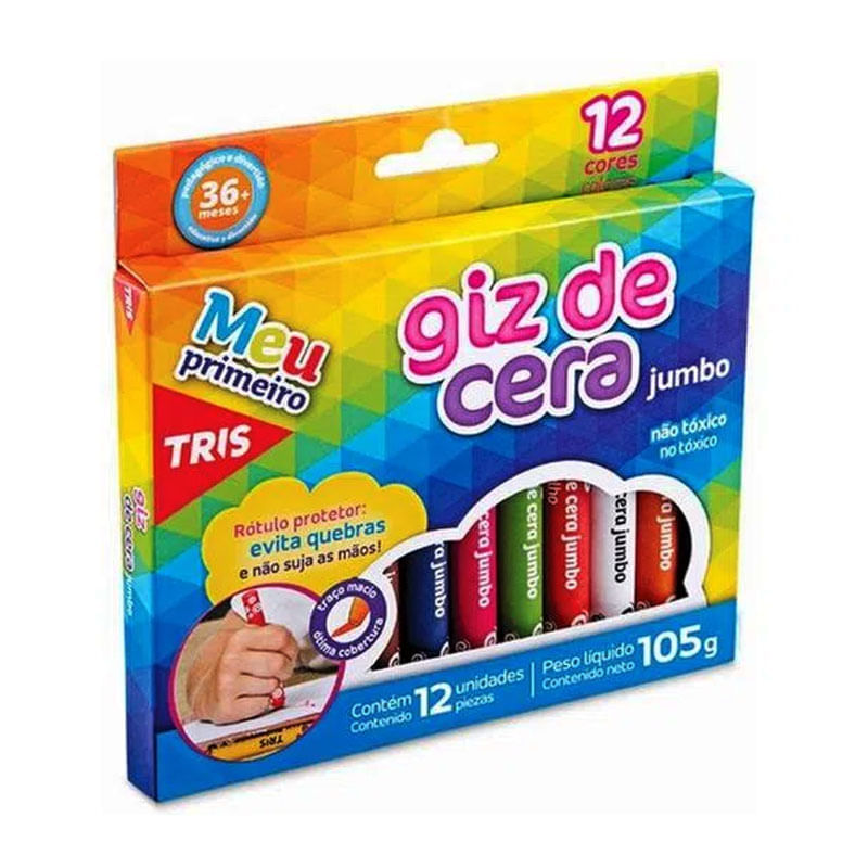 Giz de Cera Jumbo Tris 12un
